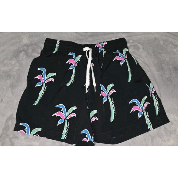Chubbies Swim Trunks Mens Size Small Black Havana Nights Lined Palm Tree - Picture 1 of 6